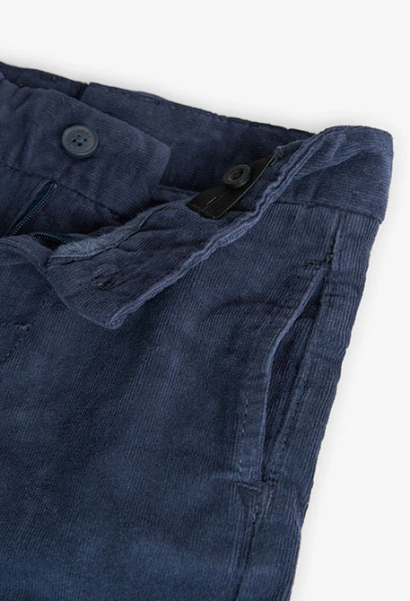 Pantalone in microvelluto a coste per bambino in blu navy