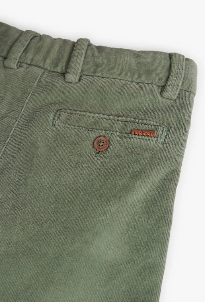 Pantalone in microvelluto a coste per bambino in verde alloro