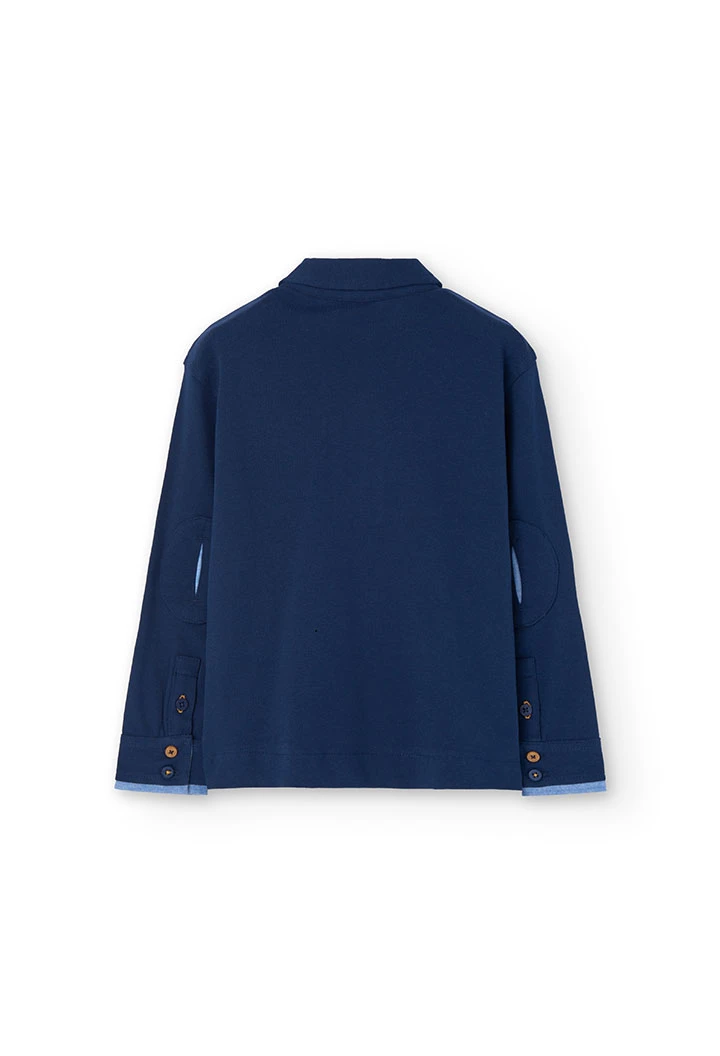 Piqué polo shirt for boy in navy blue