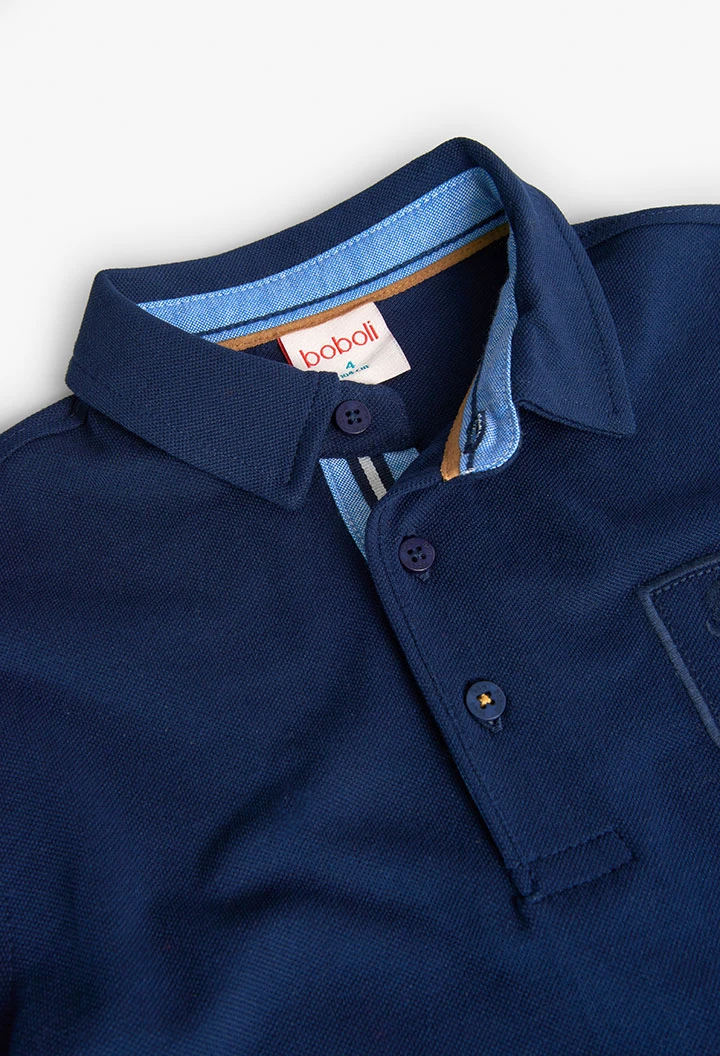 Polo piqué per bambino in blu navy