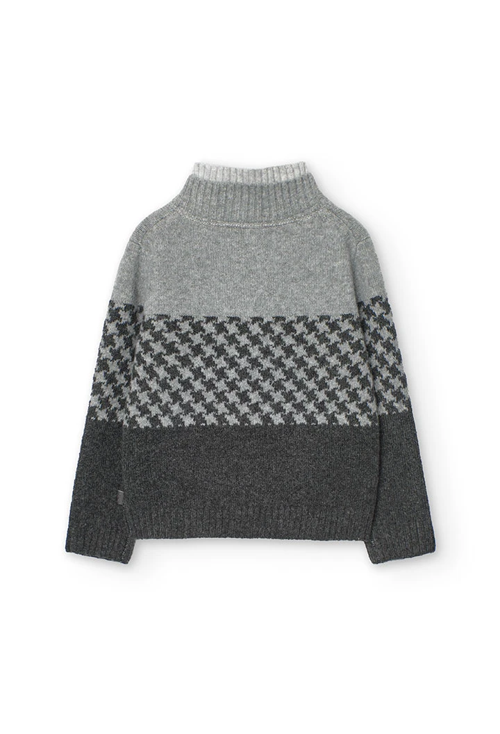 Pull en tricot pour garçon en gris chiné