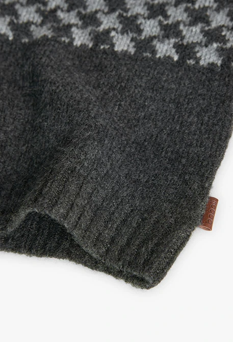 Pull en tricot pour garçon en gris chiné