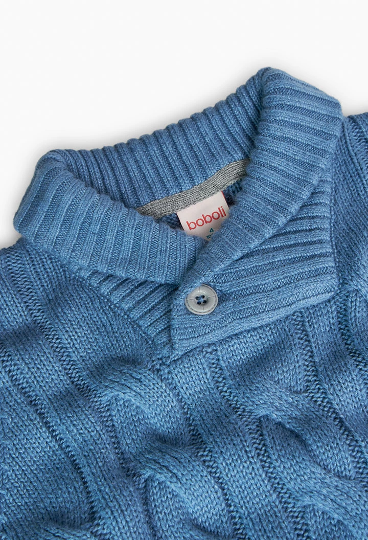 Knitted jumper for boy in blue