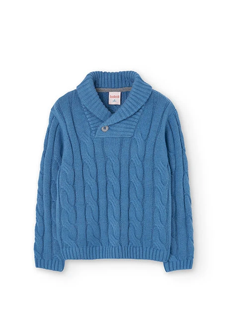 Knitted jumper for boy in blue