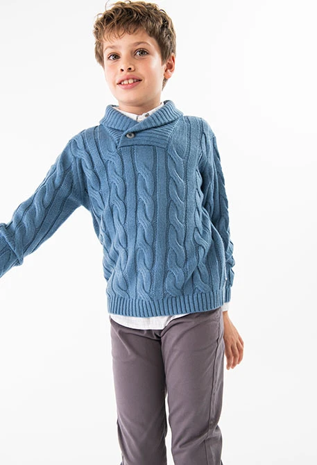 Knitted jumper for boy in blue