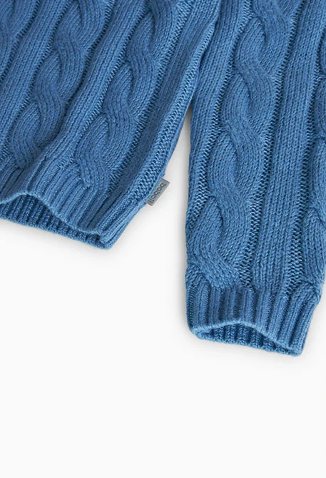 Knitted jumper for boy in blue