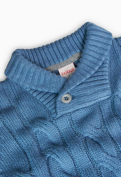 Knitted jumper for boy in blue