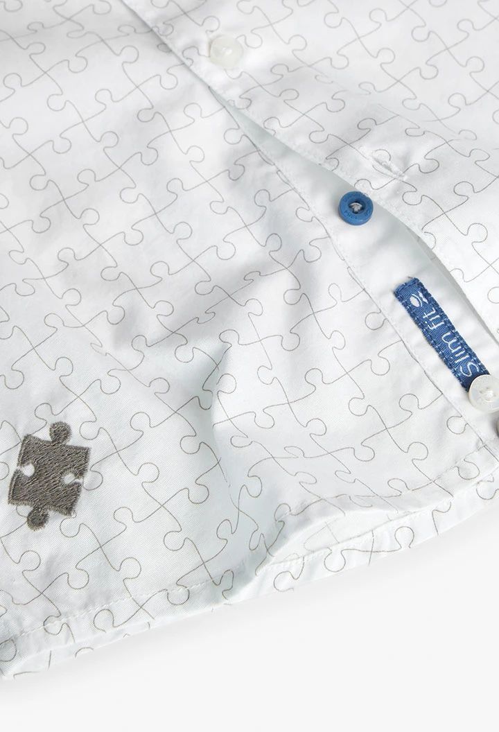 Light grey printed poplin shirt for boy