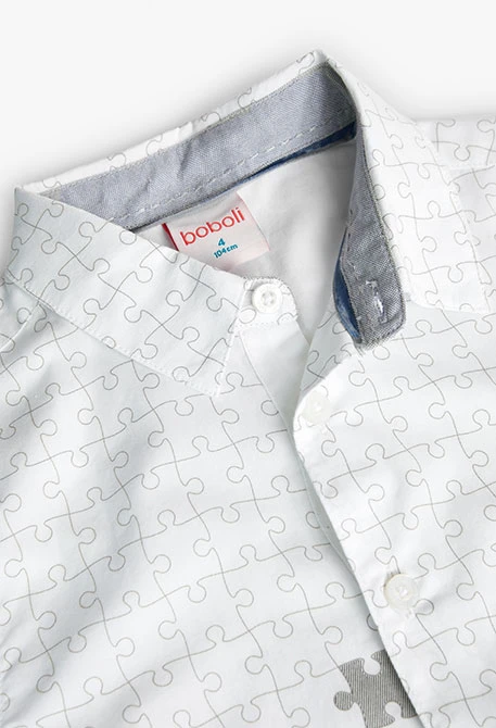 Light grey printed poplin shirt for boy