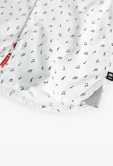 Camisa popelí per a nen estampada amb puzzles en gris clar