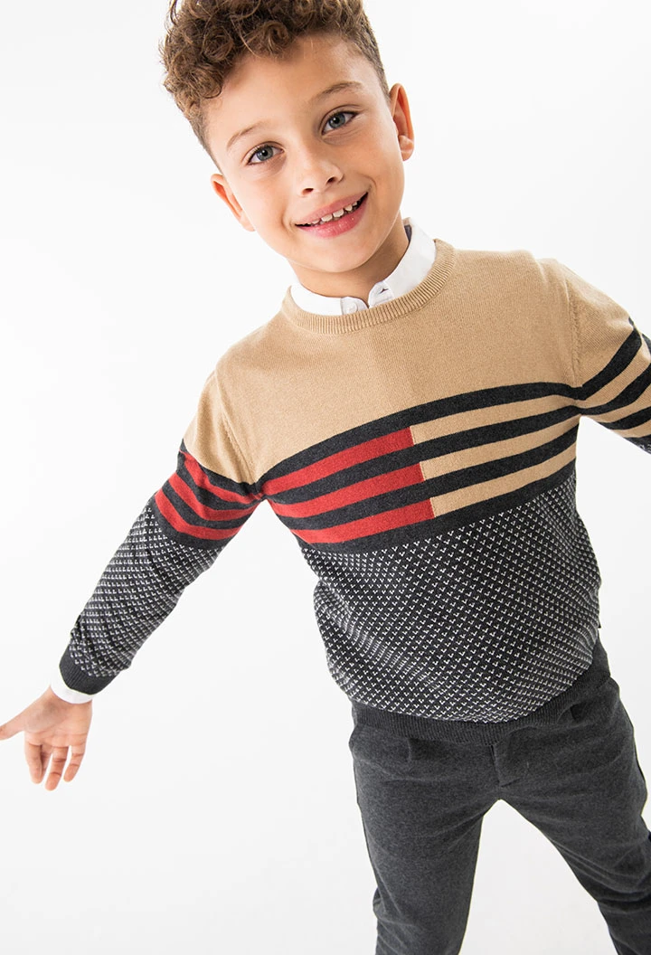 Knitted jumper for boy in beige