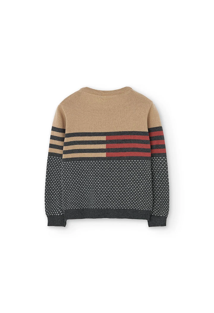 Knitted jumper for boy in beige