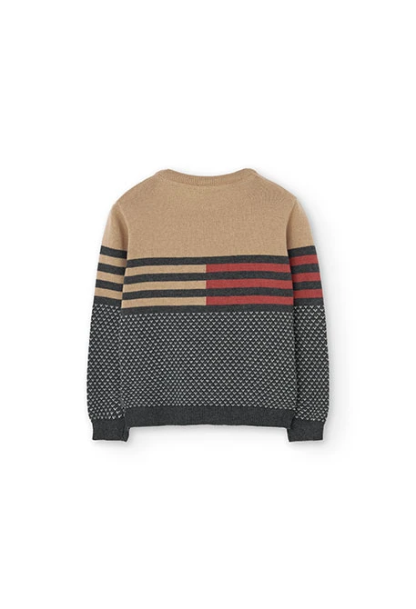 Pull en tricot pour garçon en beige