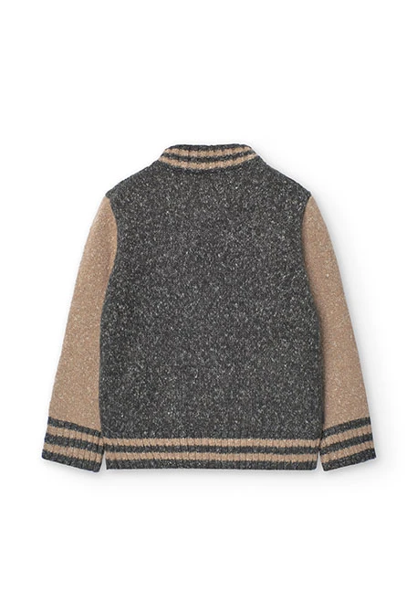 Knitted bomber jacket for boys in dark grey