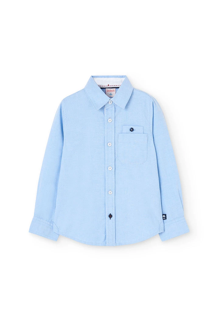 Camisa de algodão oxford de menino em azul celeste