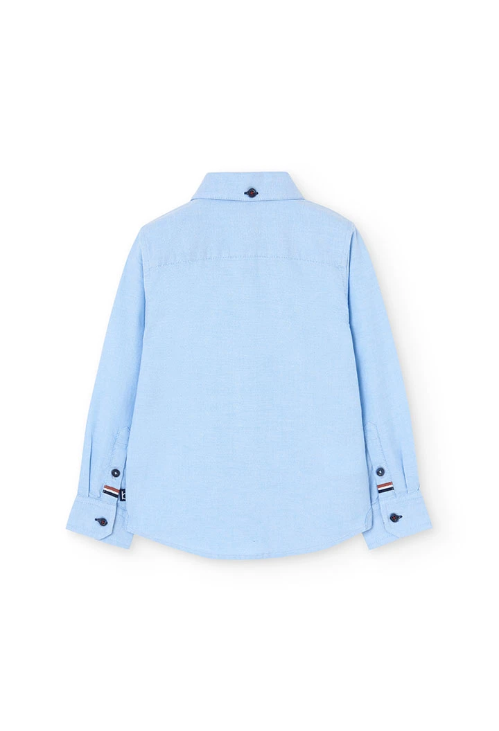 Camicia in cotone oxford per bambino in azzurro cielo