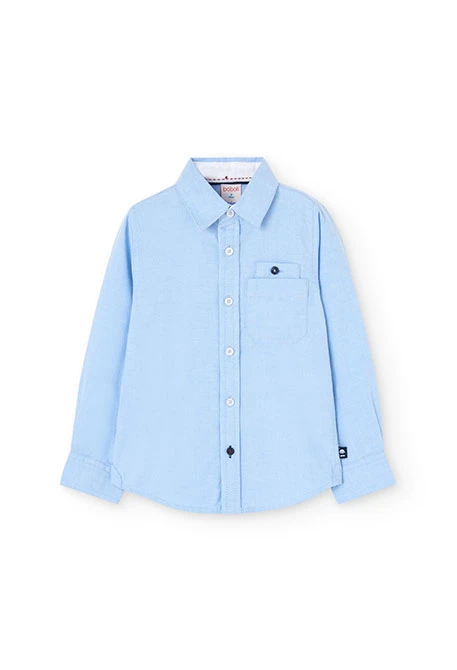 Camicia in cotone oxford per bambino in azzurro cielo