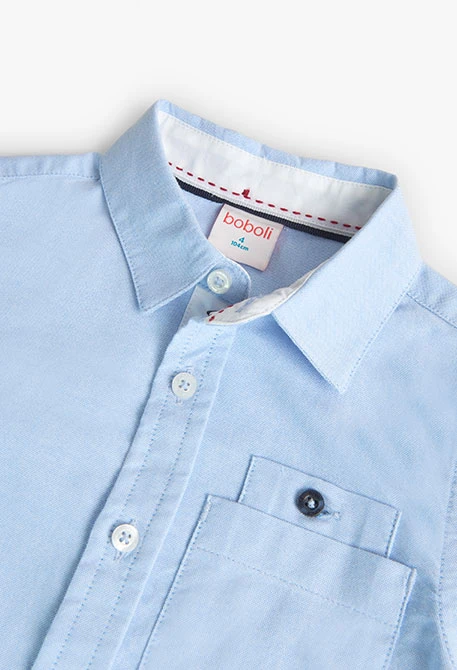 Camicia in cotone oxford per bambino in azzurro cielo