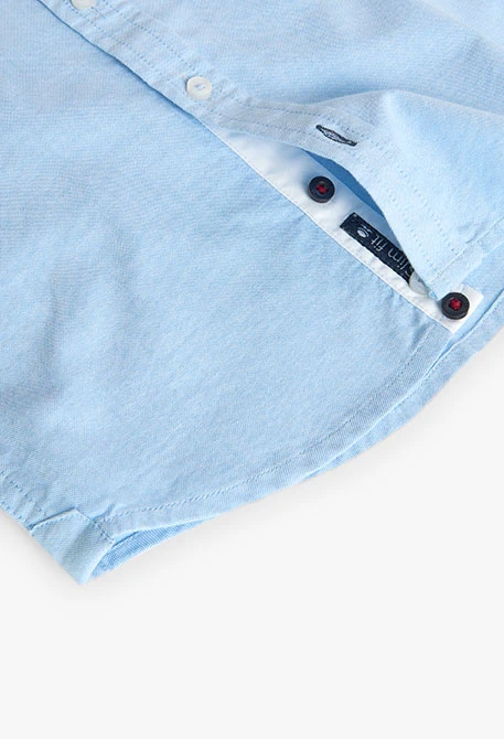 Camicia in cotone oxford per bambino in azzurro cielo