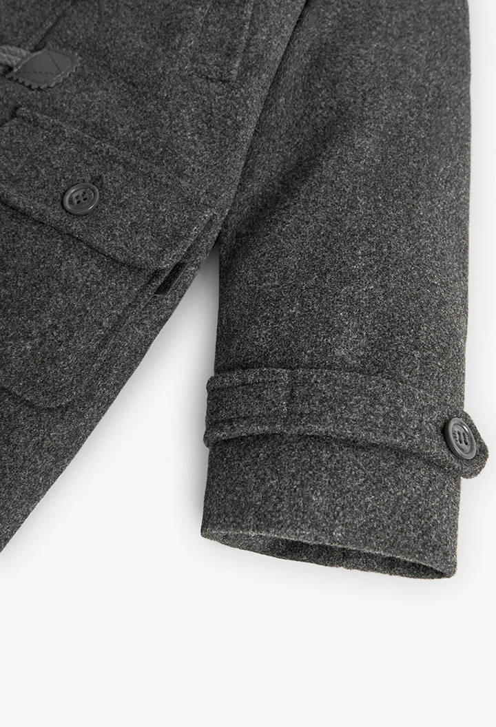 Duffle-coat en drap pour garçon en gris chiné