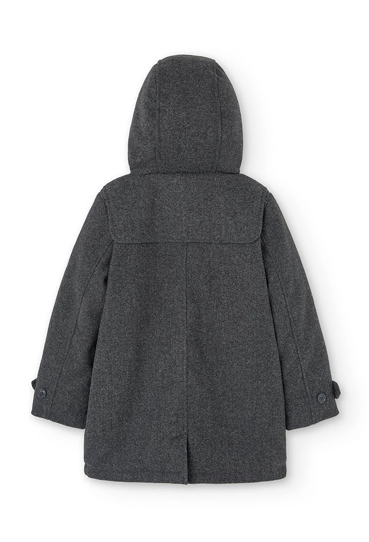 Duffle-coat en drap pour garçon en gris chiné