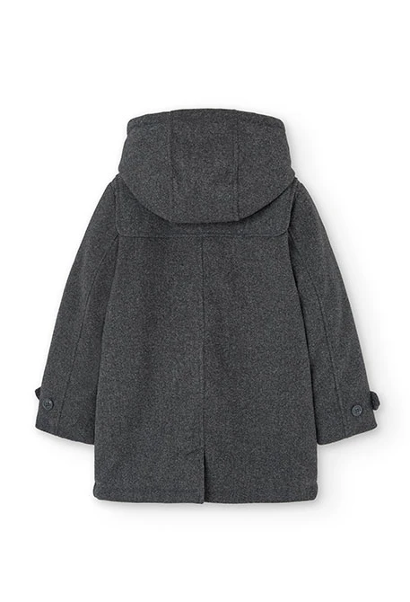 Duffle-coat en drap pour garçon en gris chiné