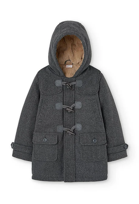 Grey cloth duffle coat for boy