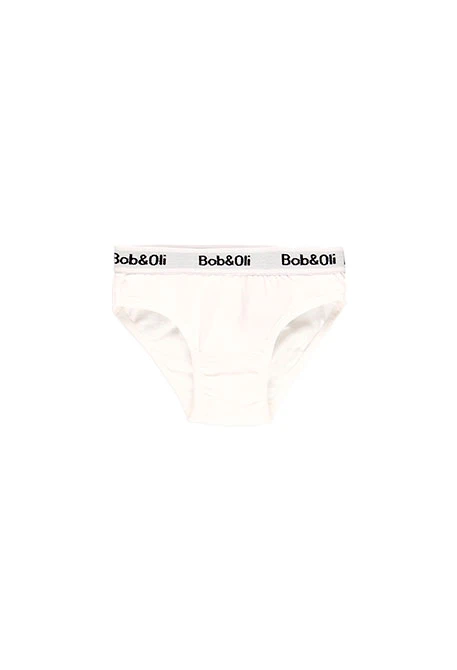 Pack of 3 organic white and striped monocolor girl's panties