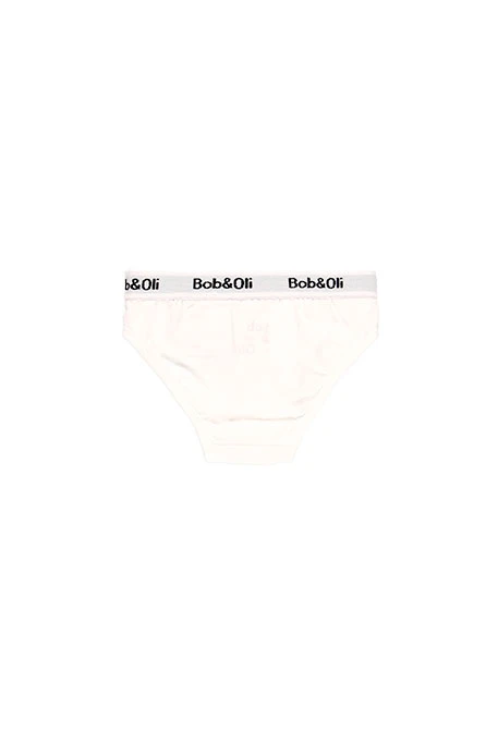 Pack of 3 organic white and striped monocolor girl's panties