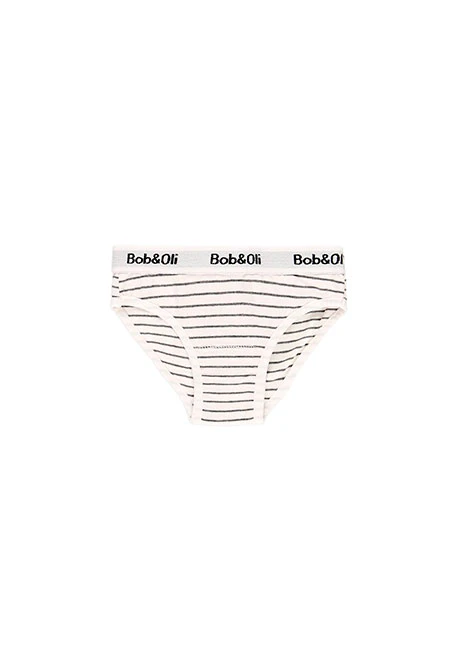 Pack of 3 organic white and striped monocolor girl's panties