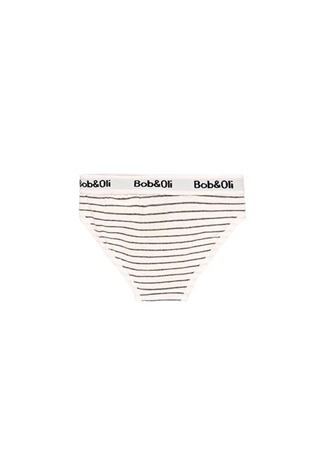 Pack of 3 organic white and striped monocolor girl's panties