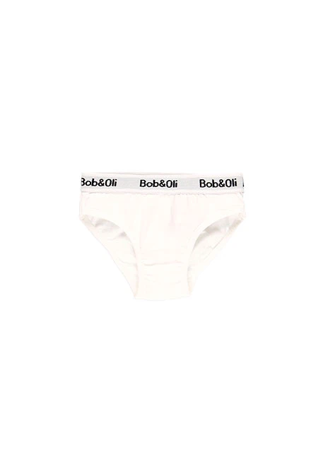 Pack of 3 organic white and striped monocolor girl's panties