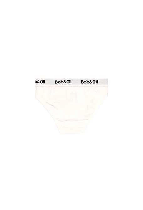 Pack of 3 organic white and striped monocolor girl's panties