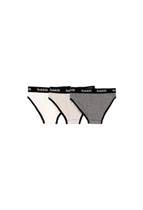 Pack of 3 organic girl's knickers, grey vigoré