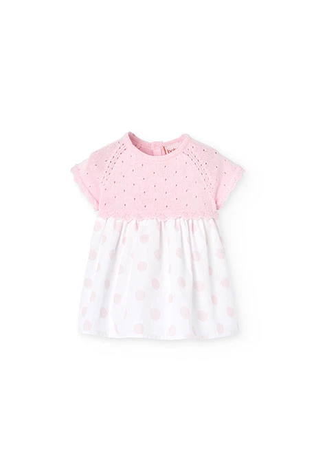 Robe en tricot pour bébé fille de couleur rose