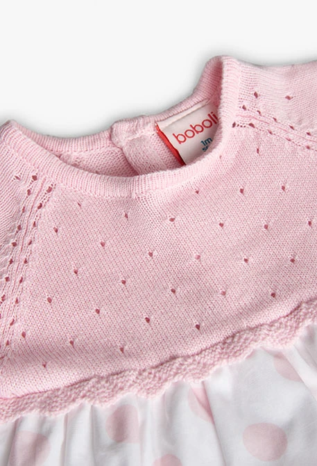 Robe en tricot pour bébé fille de couleur rose