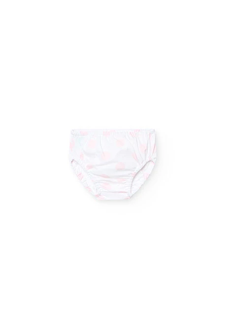 Vestido de popelina para bebé menina com estampado de bolas em branco e rosa