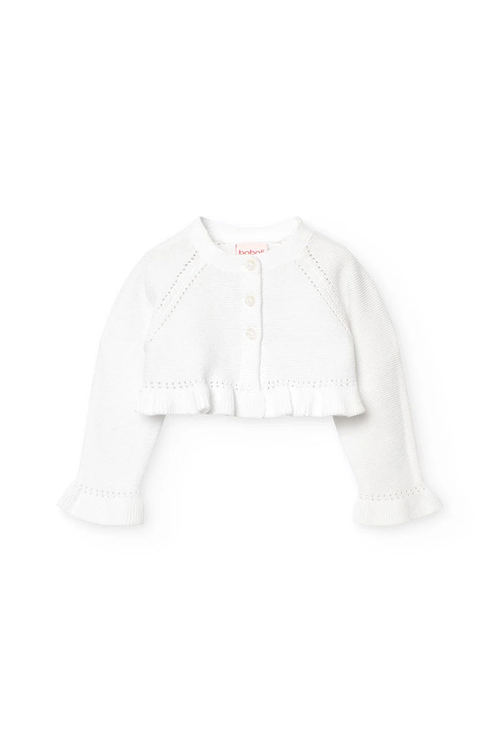 Boléro en tricot pour bébé fille en couleur blanche