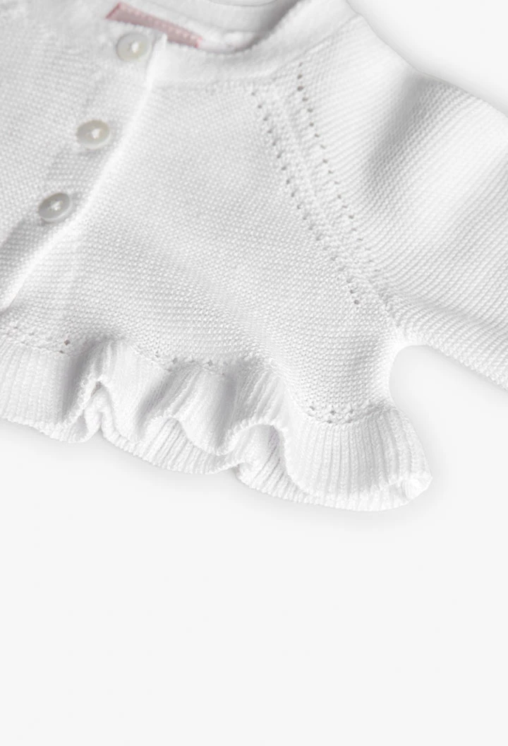 Boléro en tricot pour bébé fille en couleur blanche