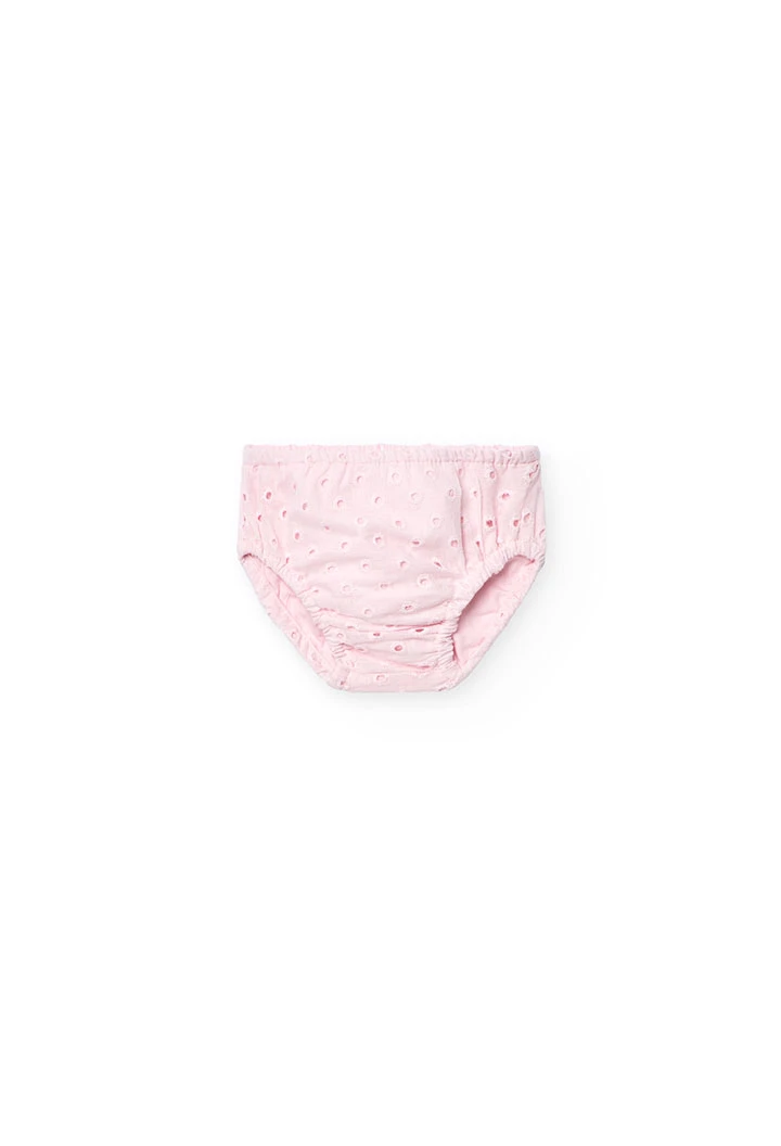Besticktes Baby-Mädchen-Kleid aus Batist in Rosa