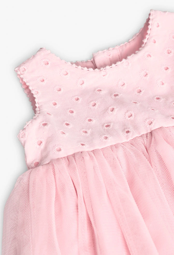 Besticktes Baby-Mädchen-Kleid aus Batist in Rosa