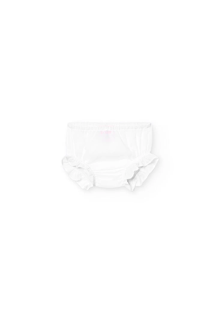 Robe en popeline de bébé fille brodée en coloris blanc