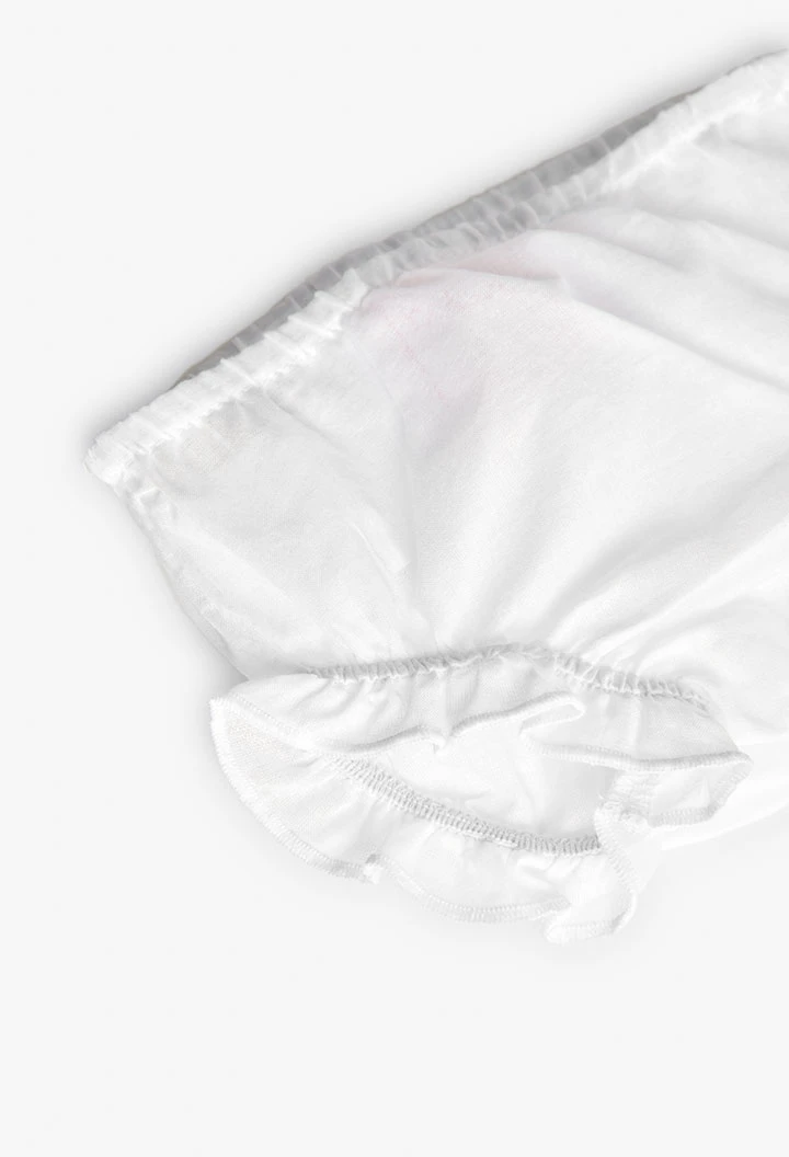 Robe en popeline de bébé fille brodée en coloris blanc