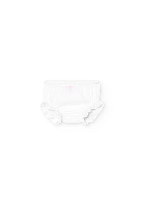 Robe en popeline de bébé fille brodée en coloris blanc