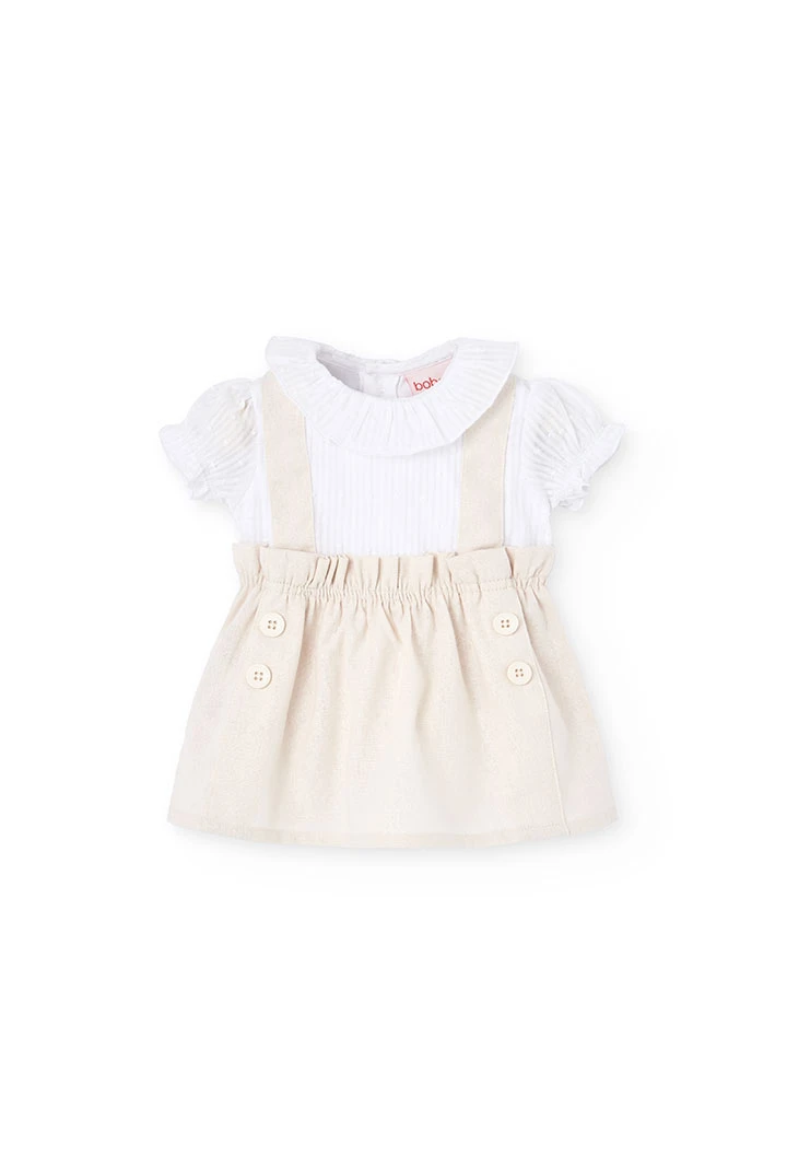 Robe en popeline pour bébé fille de couleur beige