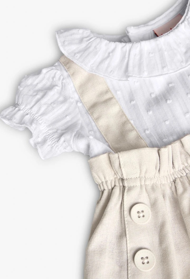 Robe en popeline pour bébé fille de couleur beige