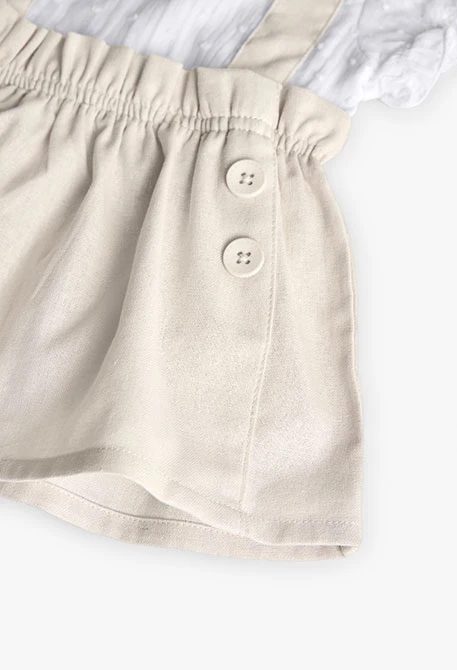 Vestido de popelina para bebé menina em cor bege