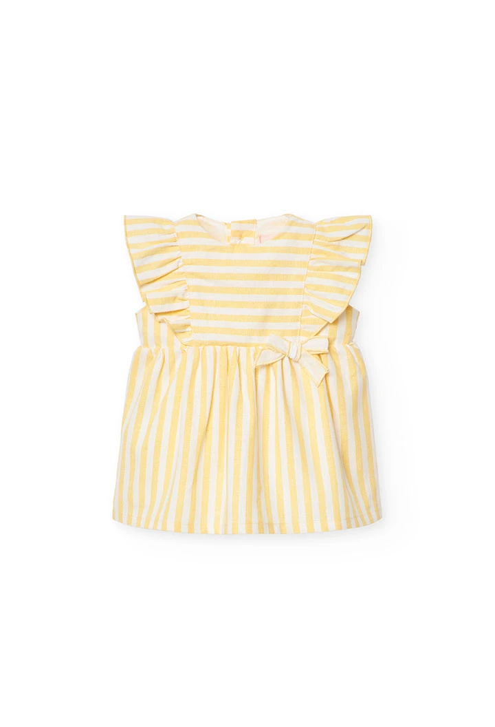 Robe en popeline pour bébé fille rayée en jaune