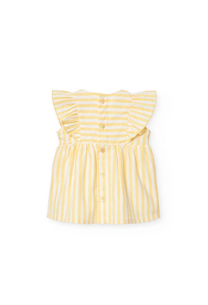 Robe en popeline pour bébé fille rayée en jaune