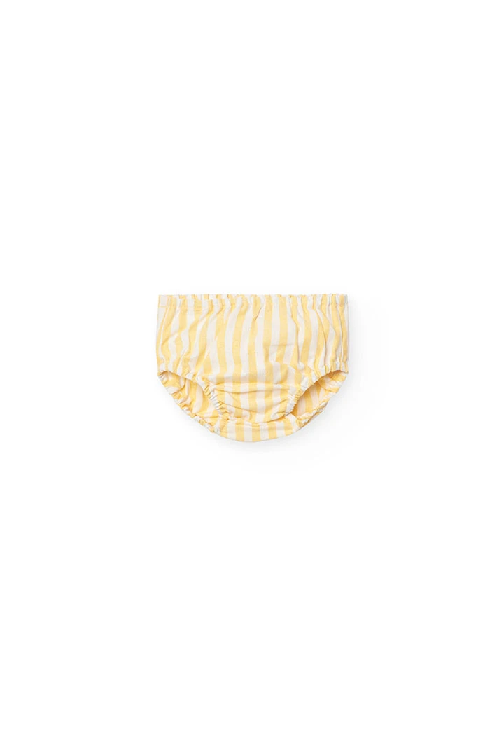 Robe en popeline pour bébé fille rayée en jaune